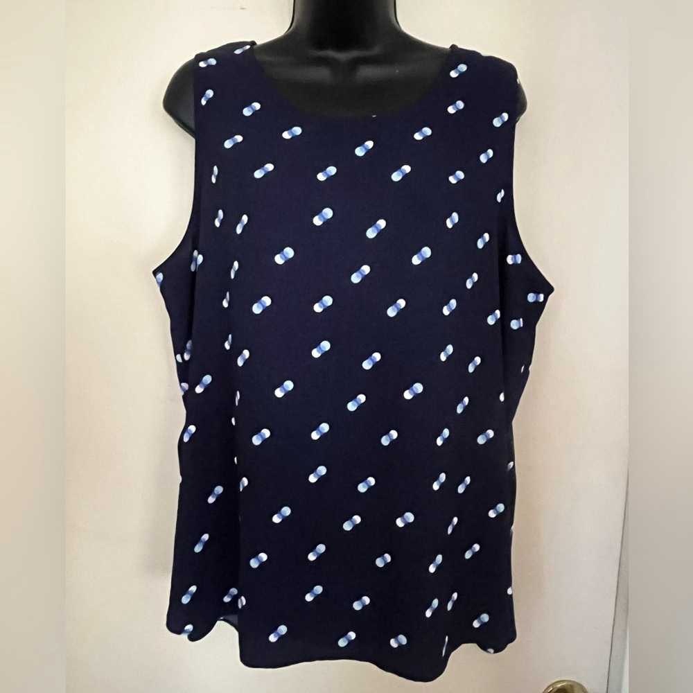 Halogen Navy Blue Sleeveless Polka Dot Tank